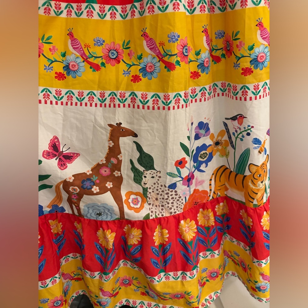 THML Tropical Animal Print Smocked Midi Dress Small Anthropologie NWT - Picture 14 of 16